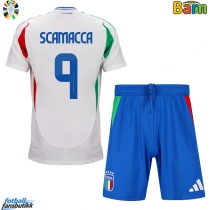 Italia Gianluca Scamacca #9 Bortedraktsett Barn EM 2024 Kortermet (+ Korte bukser)